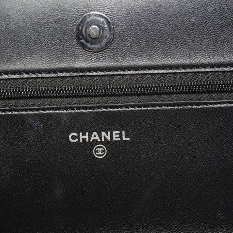 CHANEL Matelasse Chain Wallet with IC Plate Shoulder Bag black WS27138