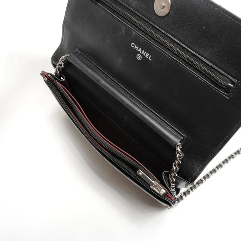 CHANEL Matelasse Chain Wallet with IC Plate Shoulder Bag black WS27138