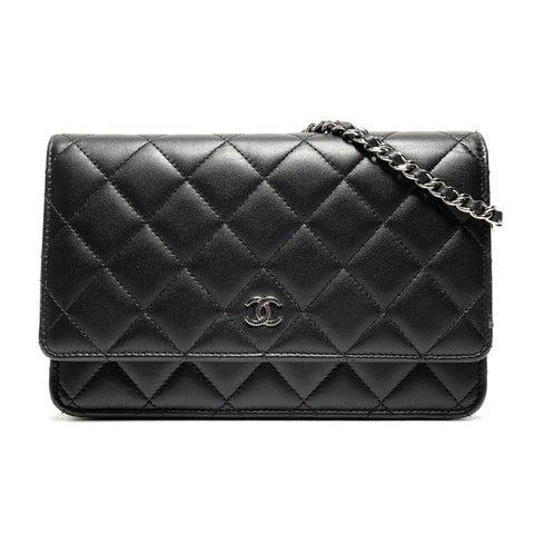 CHANEL Matelasse Chain Wallet with IC Plate Shoulder Bag black WS27138