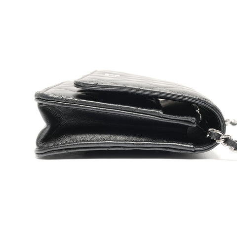 CHANEL Matelasse Chain Wallet with IC Plate Shoulder Bag black WS27138