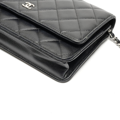 CHANEL Matelasse Chain Wallet with IC Plate Shoulder Bag black WS27138