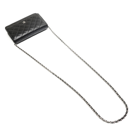 CHANEL Matelasse Chain Wallet with IC Plate Shoulder Bag black WS27138