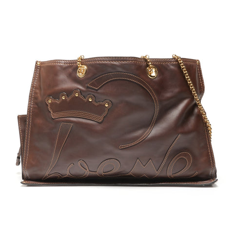 LOEWE Leather Chain Strap Shoulder Bag Brown WS27143