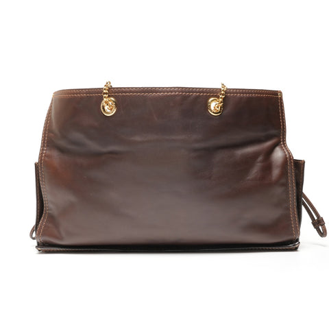 LOEWE Leather Chain Strap Shoulder Bag Brown WS27143