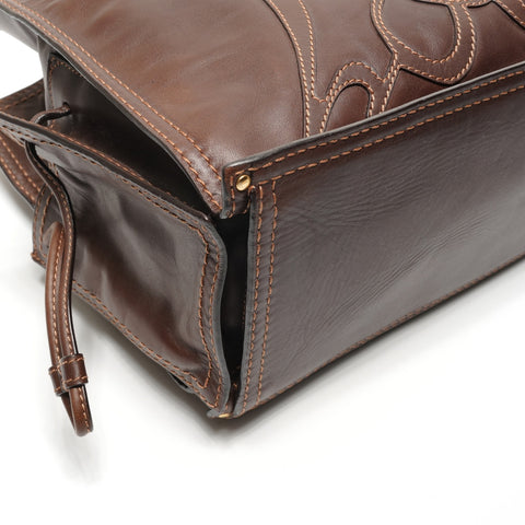 LOEWE Leather Chain Strap Shoulder Bag Brown WS27143