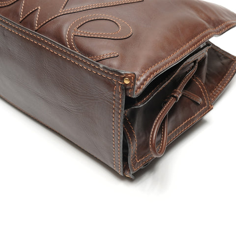 LOEWE Leather Chain Strap Shoulder Bag Brown WS27143