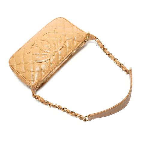 CHANEL No. 9 2004-2005 Caviar Skin COCO Mark One Shoulder Bag Shoulder Bag beige WS27144