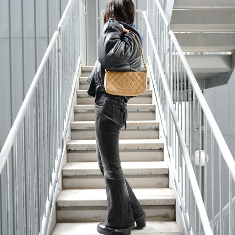 CHANEL No. 9 2004-2005 Caviar Skin COCO Mark One Shoulder Bag Shoulder Bag beige WS27144