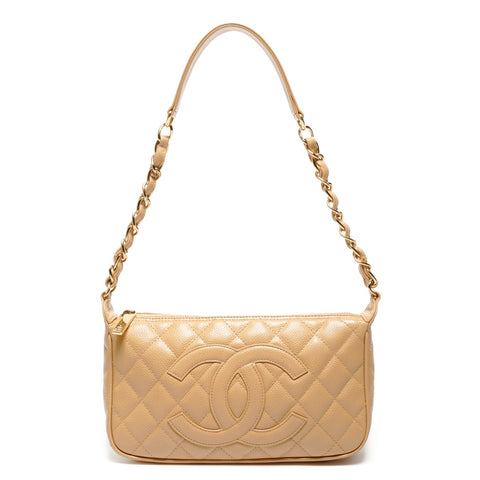 CHANEL No. 9 2004-2005 Caviar Skin COCO Mark One Shoulder Bag Shoulder Bag beige WS27144
