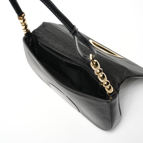 Christian Dior Marispearl Leather Shoulder Bag black WS27145