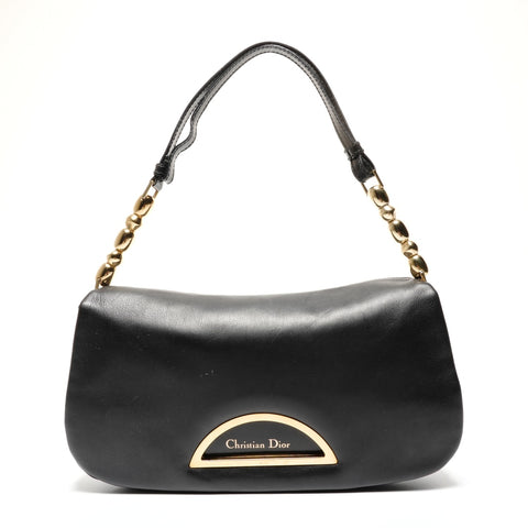 Christian Dior Marispearl Leather Shoulder Bag black WS27145