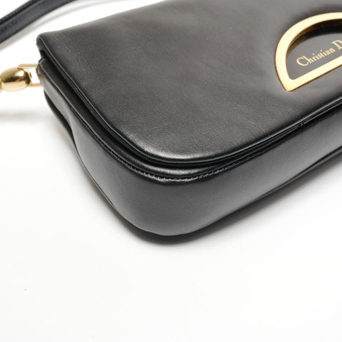 Christian Dior Marispearl Leather Shoulder Bag black WS27145