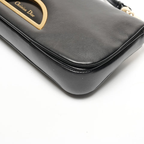 Christian Dior Marispearl Leather Shoulder Bag black WS27145