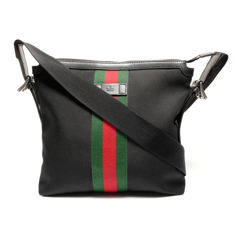 GUCCI sherry line canvas Shoulder Bag black WS27150
