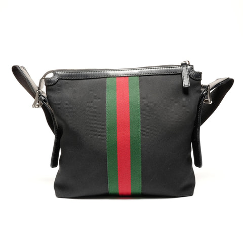 GUCCI sherry line canvas Shoulder Bag black WS27150