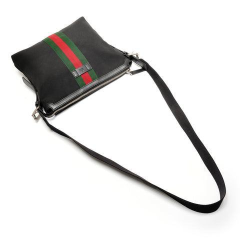 GUCCI sherry line canvas Shoulder Bag black WS27150