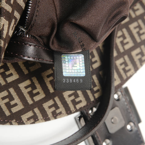 FENDI Zucchino Mamma Bucket Canvas Shoulder Bag Brown WS27156