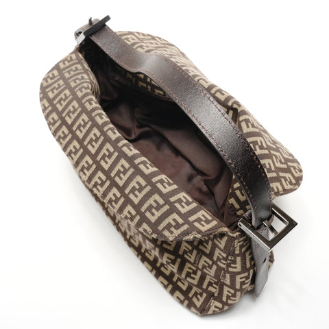FENDI Zucchino Mamma Bucket Canvas Shoulder Bag Brown WS27156