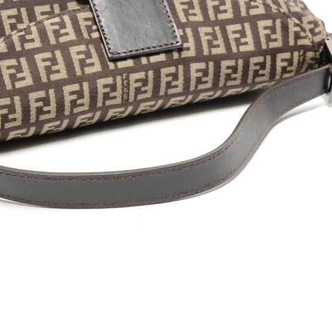 FENDI Zucchino Mamma Bucket Canvas Shoulder Bag Brown WS27156