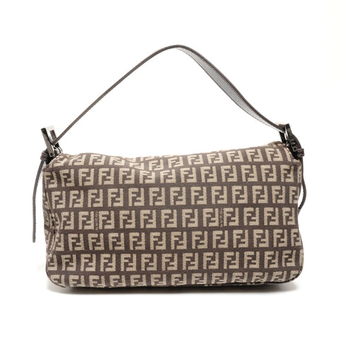 FENDI Zucchino Mamma Bucket Canvas Shoulder Bag Brown WS27156