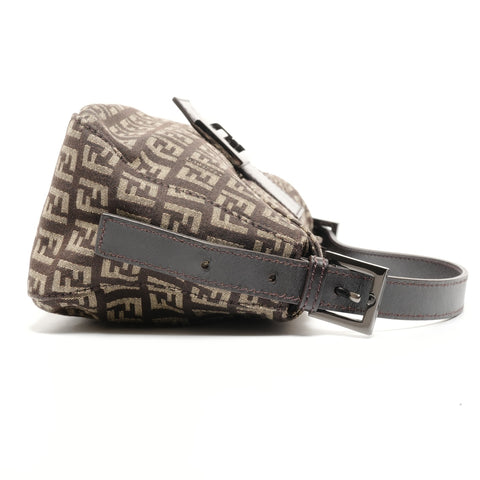 FENDI Zucchino Mamma Bucket Canvas Shoulder Bag Brown WS27156
