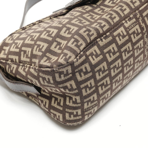 FENDI Zucchino Mamma Bucket Canvas Shoulder Bag Brown WS27156