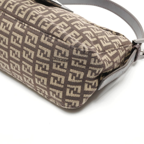 FENDI Zucchino Mamma Bucket Canvas Shoulder Bag Brown WS27156