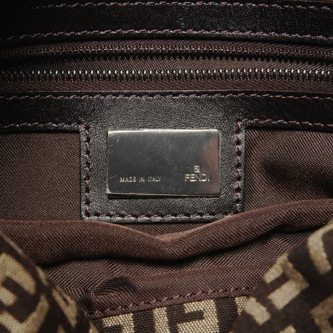 FENDI Zucchino Mamma Bucket Canvas Shoulder Bag Brown WS27156