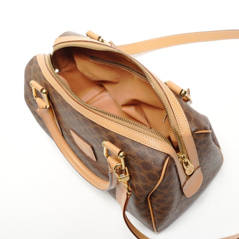 CELINE Macadam PVC 2-way Boston bag Shoulder Bag Brown WS27163