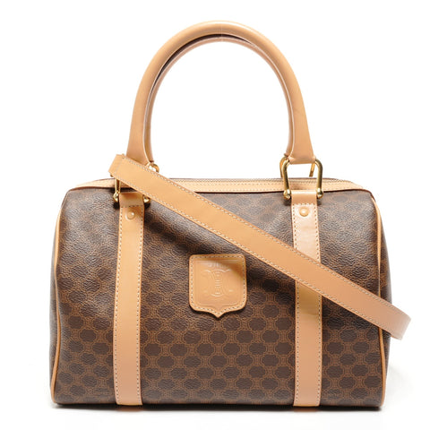 CELINE Macadam PVC 2-way Boston bag Shoulder Bag Brown WS27163