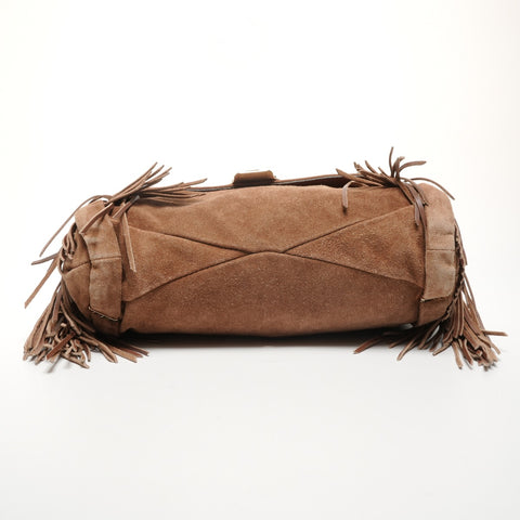 CELINE Fringe Suede Shoulder Bag Brown WS27165