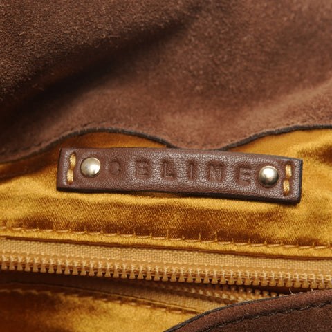 CELINE Fringe Suede Shoulder Bag Brown WS27165