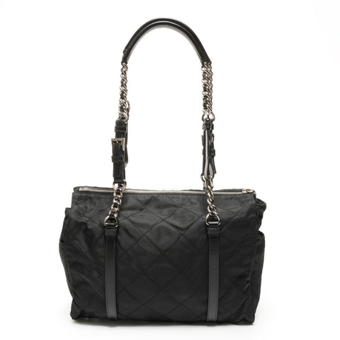 PRADA Nylon quilted Chain Shoulder Bag black WS27166