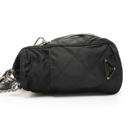 PRADA Nylon quilted Chain Shoulder Bag black WS27166