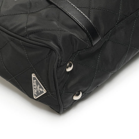 PRADA Nylon quilted Chain Shoulder Bag black WS27166