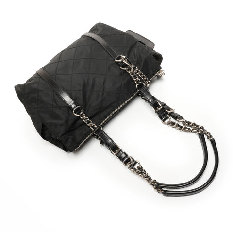 PRADA Nylon quilted Chain Shoulder Bag black WS27166