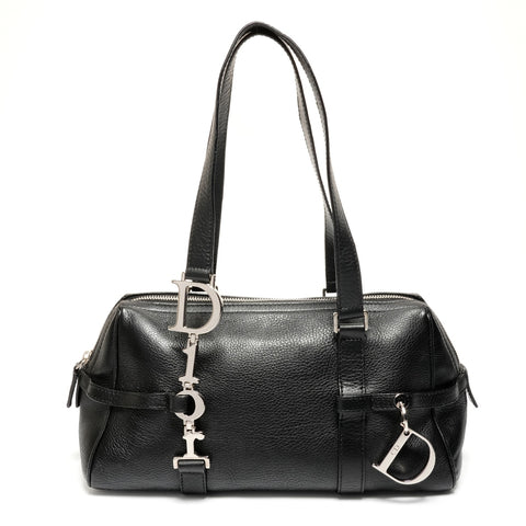 Christian Dior Leather D charm Handbag black WS27169