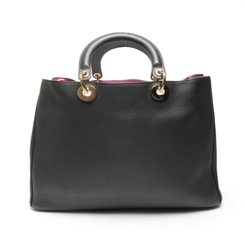 Christian Dior 2014 Diorissimo Leather 2-way Bag with Pouch Handbag black WS27176