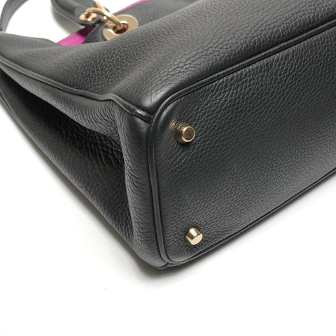 Christian Dior 2014 Diorissimo Leather 2-way Bag with Pouch Handbag black WS27176