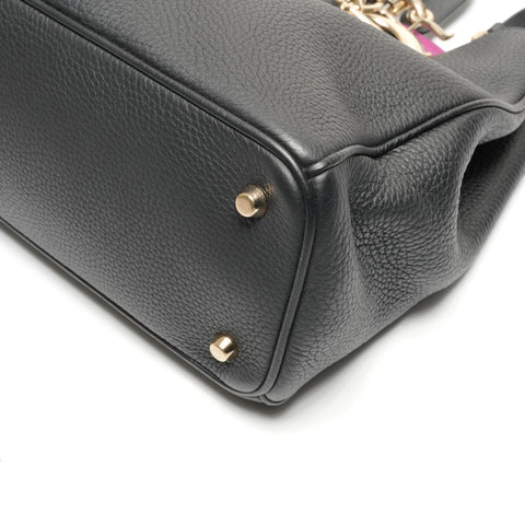 Christian Dior 2014 Diorissimo Leather 2-way Bag with Pouch Handbag black WS27176