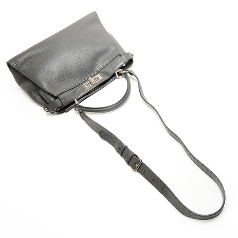 FENDI Leather Peekaboo 2way Selleria Handbag gray WS27179