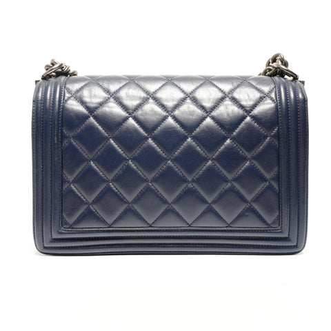 CHANEL Item No. 19 Boy Chanel Lambskin Shoulder Bag Navy WS27180
