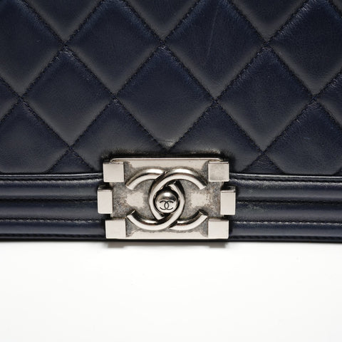 CHANEL Item No. 19 Boy Chanel Lambskin Shoulder Bag Navy WS27180