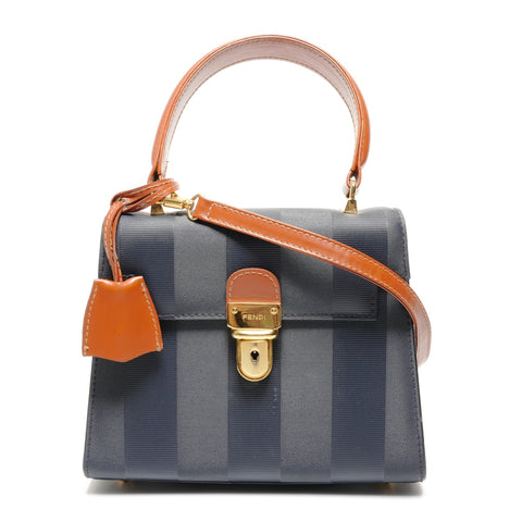 FENDI Pecan PVC 2-way Handbag Navy WS27181
