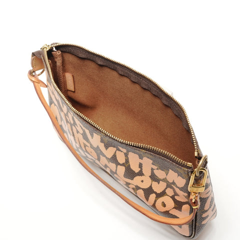 LOUIS VUITTON 2001 Pochette Accessoires Monogram Graffiti Shoulder Bag Brown WS27182