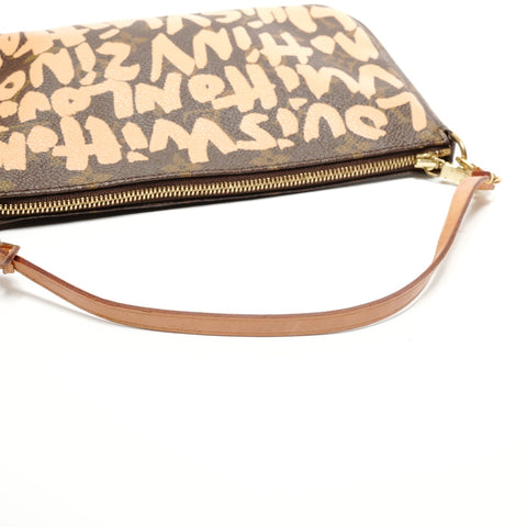 LOUIS VUITTON 2001 Pochette Accessoires Monogram Graffiti Shoulder Bag Brown WS27182