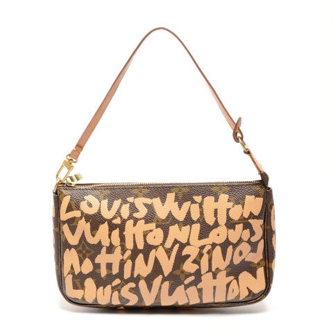 LOUIS VUITTON 2001 Pochette Accessoires Monogram Graffiti Shoulder Bag Brown WS27182