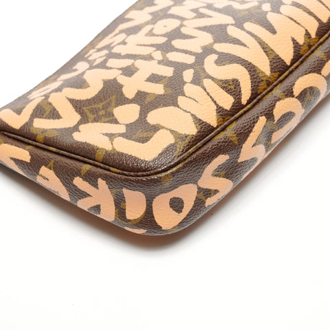 LOUIS VUITTON 2001 Pochette Accessoires Monogram Graffiti Shoulder Bag Brown WS27182
