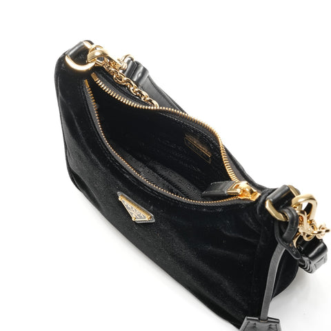 PRADA Velvet Hobo Chain 2way Shoulder Bag black WS27184