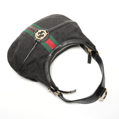 GUCCI GG Canvas Sherry Line Interlocking Shoulder Bag black WS27185